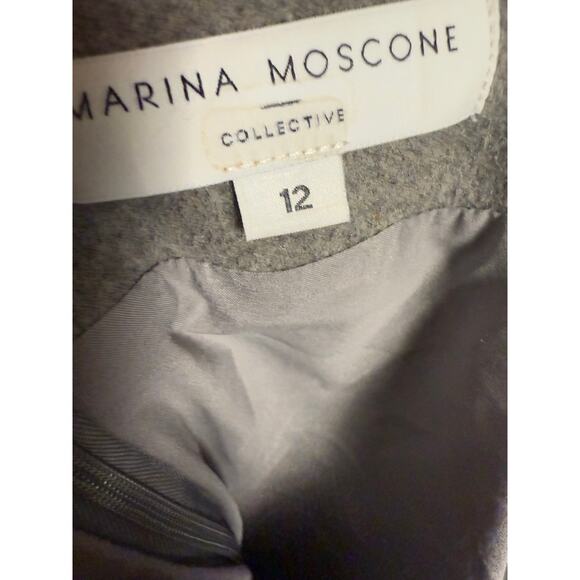 Marina Moscone Collective Gray Wool Slit Pencil Midi Skirt Size 12 - Picture 13 of 14